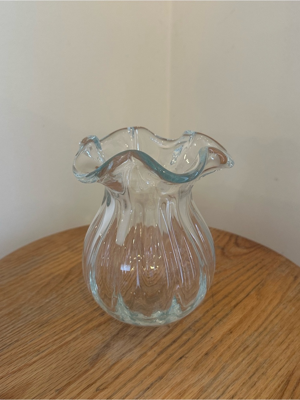 Vintage Ruffled Glass Vase